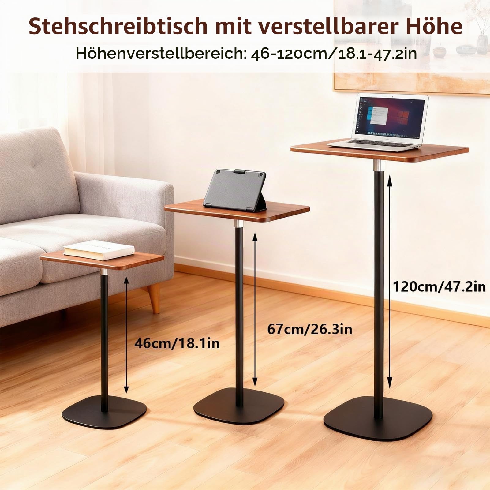 Generisch Stehpult Höhenverstellbar, 18-47 Zoll Laptop Ständer Mobile Schreibtisch Verstellbarer Beistelltisch Für Studienarbeiten, Schreibtisch Mobiler Stehtisch Für Schule, Büro, Kirche