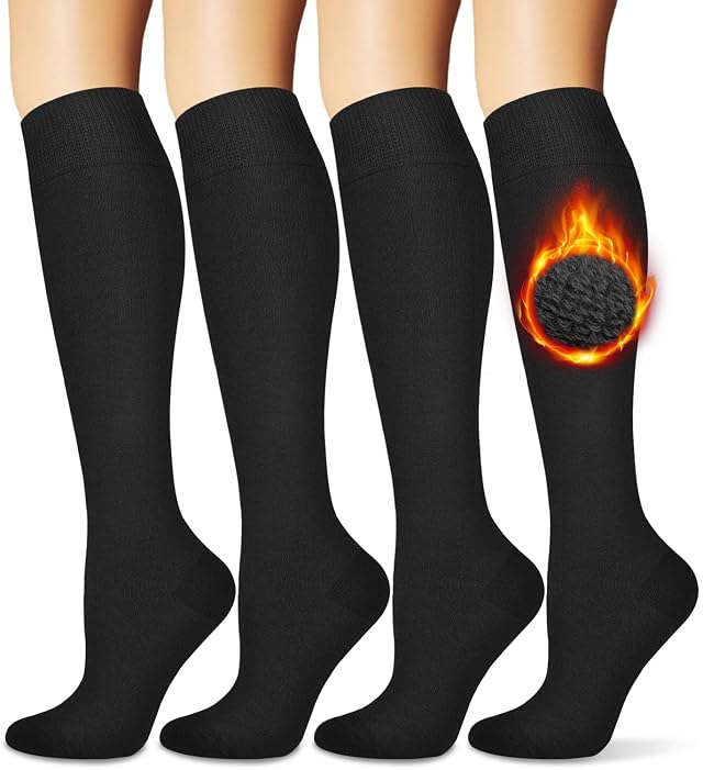 Warm Thermal Boot Socks for Women - Knee High Winter Running Hiking Gifts - Thick Socks for Cold