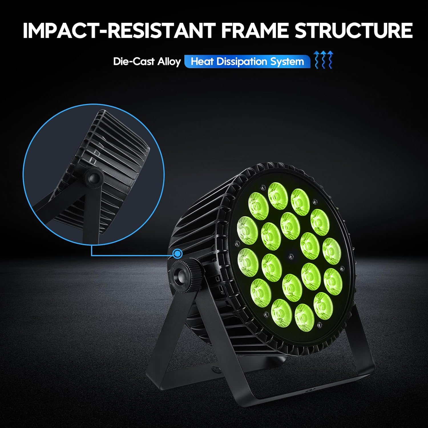 Betopper LED Stage Lights,18 * 18W LED PAR Light,RGB+Lime Green+Amber+UV 6-in-1 High Power Par Can Lighting,DJ Lights Strobe/Wash Uplight,DMX512/Sound Activated for Party Weddings Clubs,1S