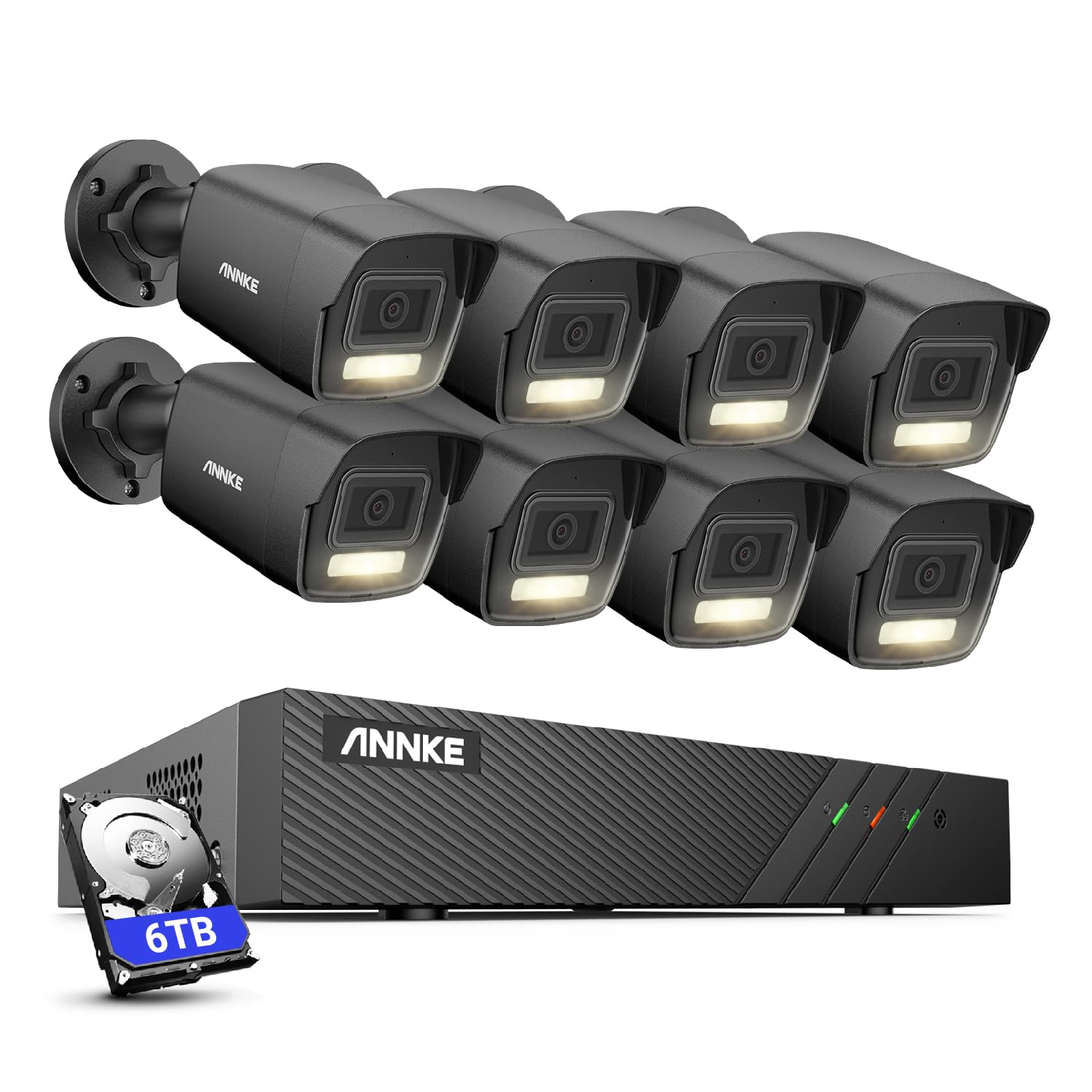 ANNKE 3K/5 MP kamera do monitoringu zewnętrzna, 8 x 3K PoE IP kamera zewnętrzna z inteligentnym rozpoznawaniem osób i rozpoznawaniem pojazdu, 8CH 6 TB HDD NVR do monitoringu wideo 24/7, widoczność w