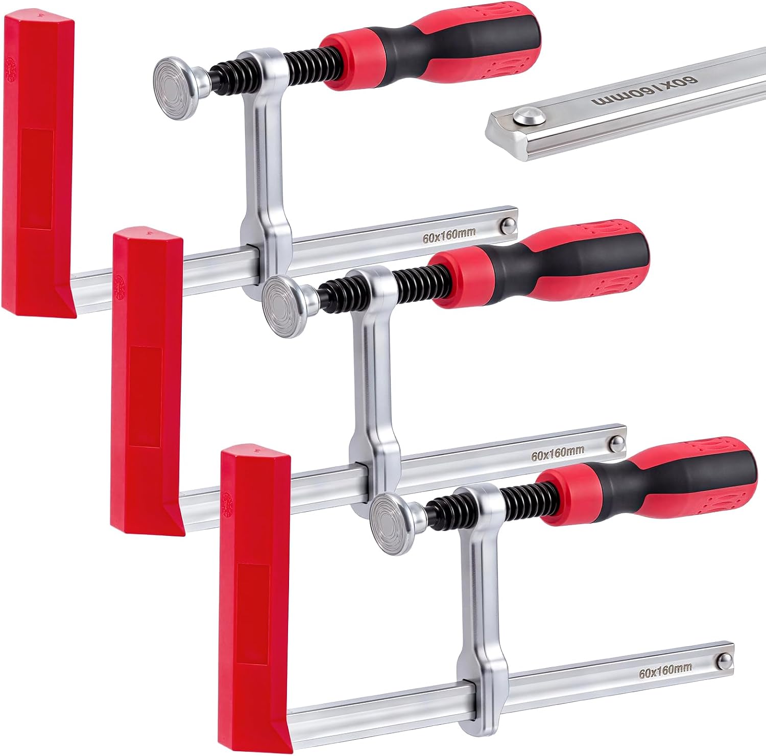 3 Pack 6 Inch Heavy Duty F-Clamp with TPU Plastic Handle | 630 Lbs Load Capacity, Steel Bar Clamps Set, Quick Release Bar Clamp, For Woodworking Welding Metalworking DIY Projects