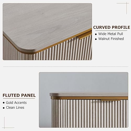 Miniatura 5 de T4TREAM Mesita de noche grande de mediados de siglo con cajón, mesa auxiliar, mesita de noche para dormitorio, sala de estar (blanco aliso)