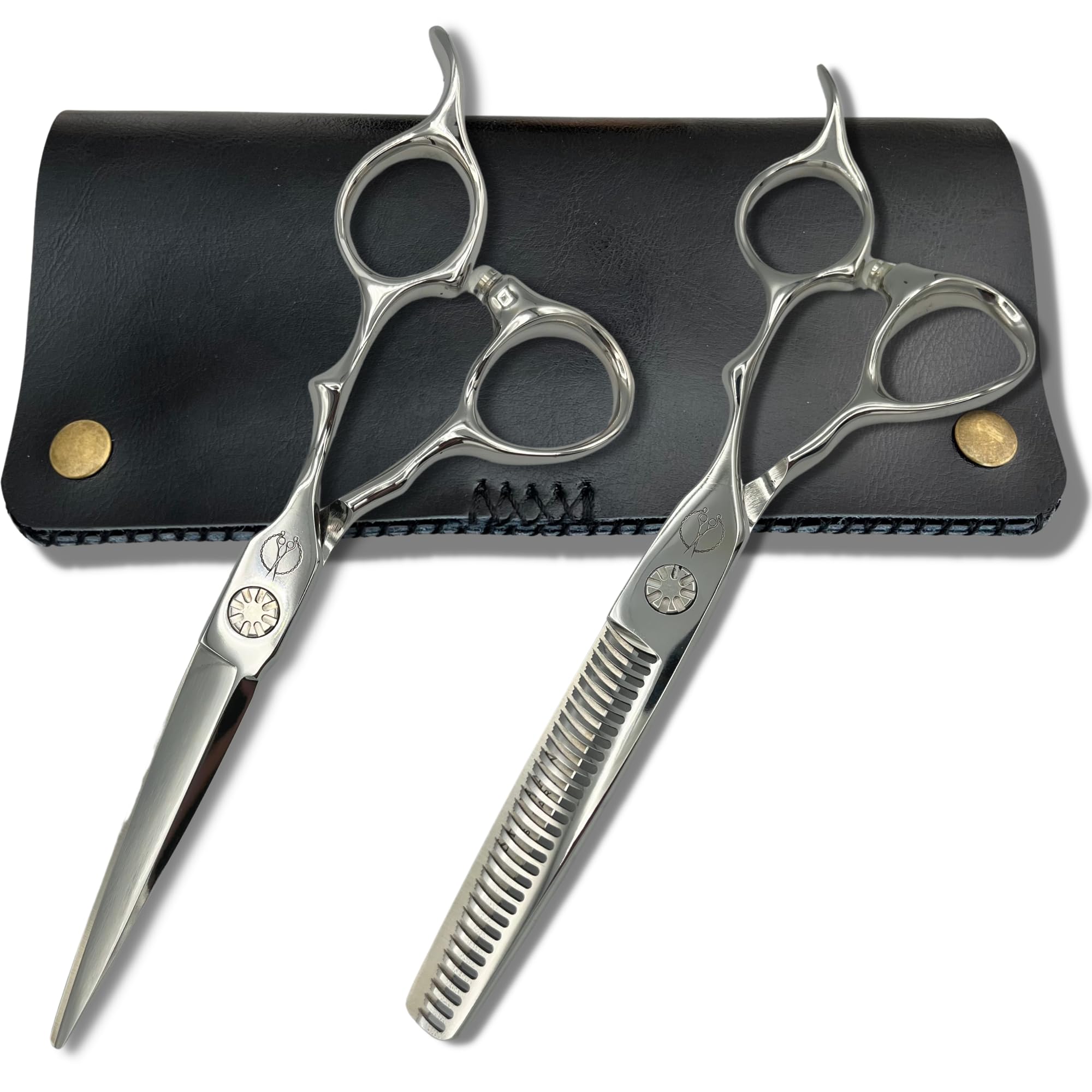 Shihan Shears Set of Professional Hair Cutting Scissors in VG-10 Japan Steel - Includes Hair Cutting Scissors, Thinning Shears and Leather Case -