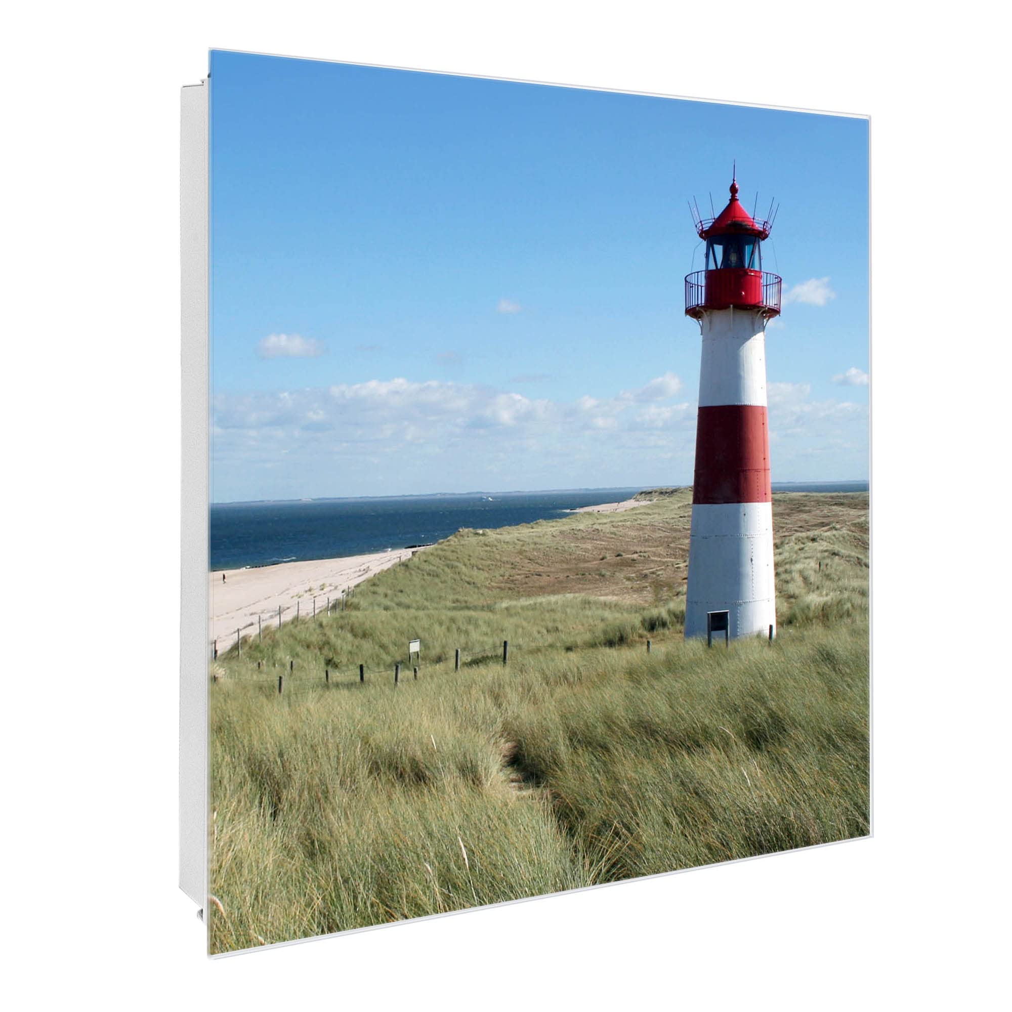 Produktbild von Banjado Großer Schlüsselkasten Glas - Schlüsselbox 30x30cm Mit 50 Haken Motiv Herzrahmen,schluesselkasten Modern Fuer Schluesselaufbewahrung Mit Beschreibbarer, Magnetischer Glastuer 4915052462