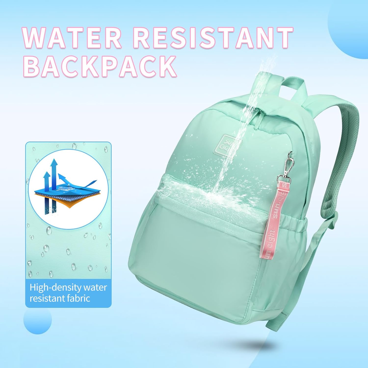 Caran·Y Kids Backpack Large Space Waterproof Classic School Backpack Light Weight Two Size Multi-pocket Toddler Backpack (Pink Green, Medium) - Image 4