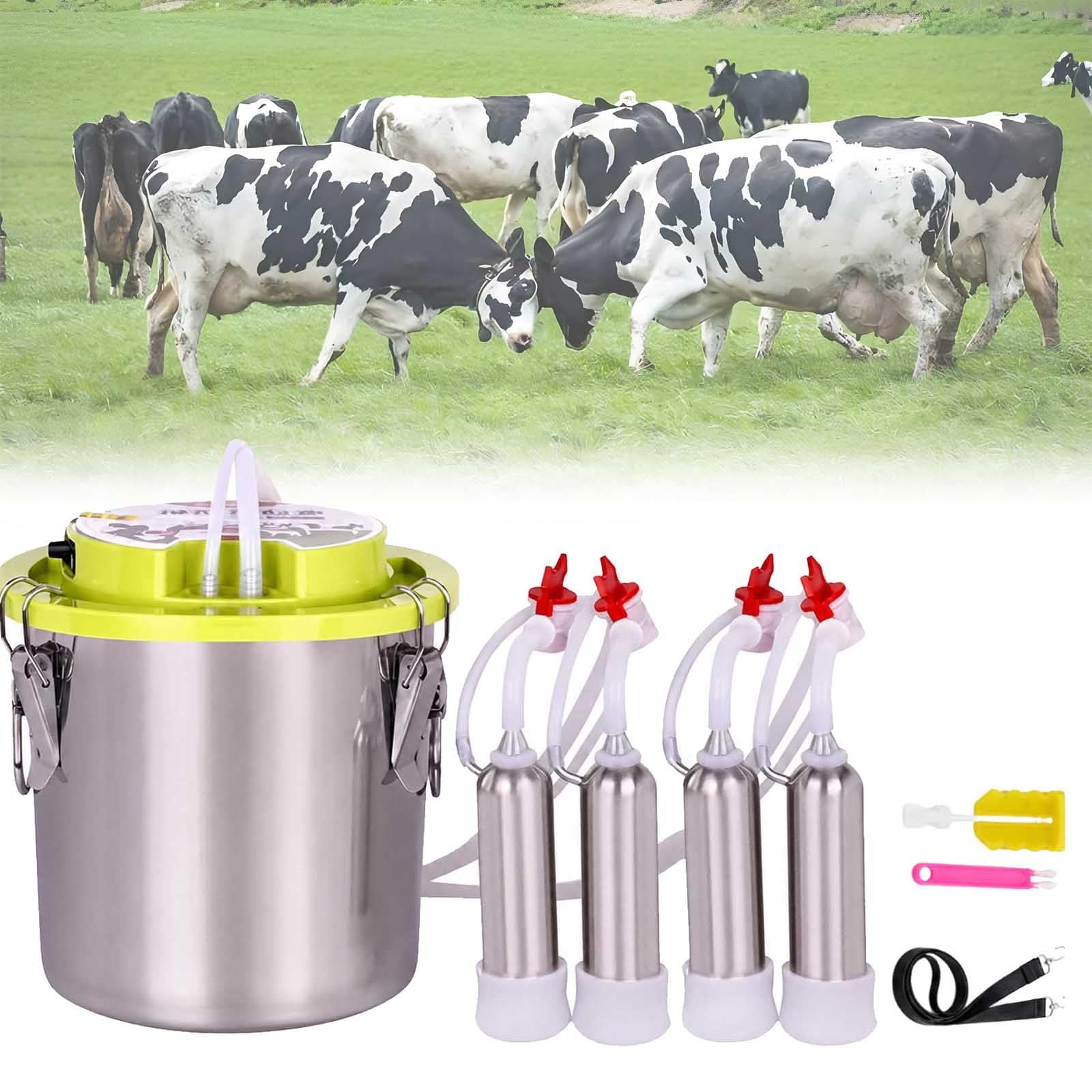 aromaoveite Cordless Milking Machine For Cows, 48w Electric Cow Milker With Adjustable Pulsation, 12l/16l 304 Stainless Steel Bucket And Auto Stop, Portable Dairy Farm Milking Equipment 12L-B