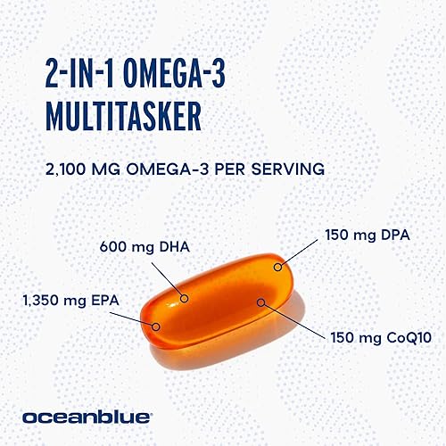 Miniatura 10 de Oceanblue Omega-3 2100 with CoQ10  90 ct  Triple Strength Burpless Fish Oil Supplement with High-Potency EPA, DHA, DPA and CoQ10  Orange Flavor (30