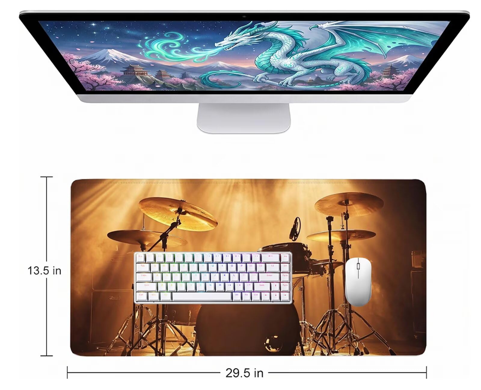 Tapis de Souris Jaune 1200x600x4mm sous Main Bureau Batterie Grand Tapis de Souris Gamer avec Base en Caoutchouc Antidérapant, Mouse Pad Imperméable pour Ordinateur, PC, Accessoire Bureau W6-1036