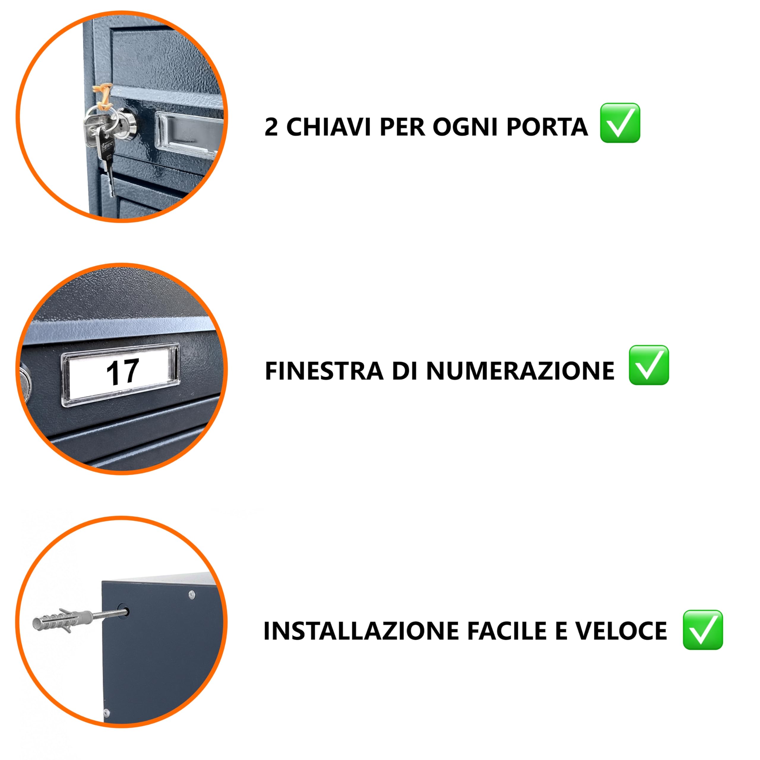 Bloc de 10 Boite aux Lettres avec Fixation Murale Euro GDS 10 RAL 7016