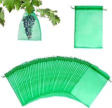 GWAWG, sacchetti protettivi per uva, 60 pezzi, frutta, di organza con cordino trazione, 30 x 20 cm, la protezione da vespe, uccelli, aceto ciliegie e altri insetti