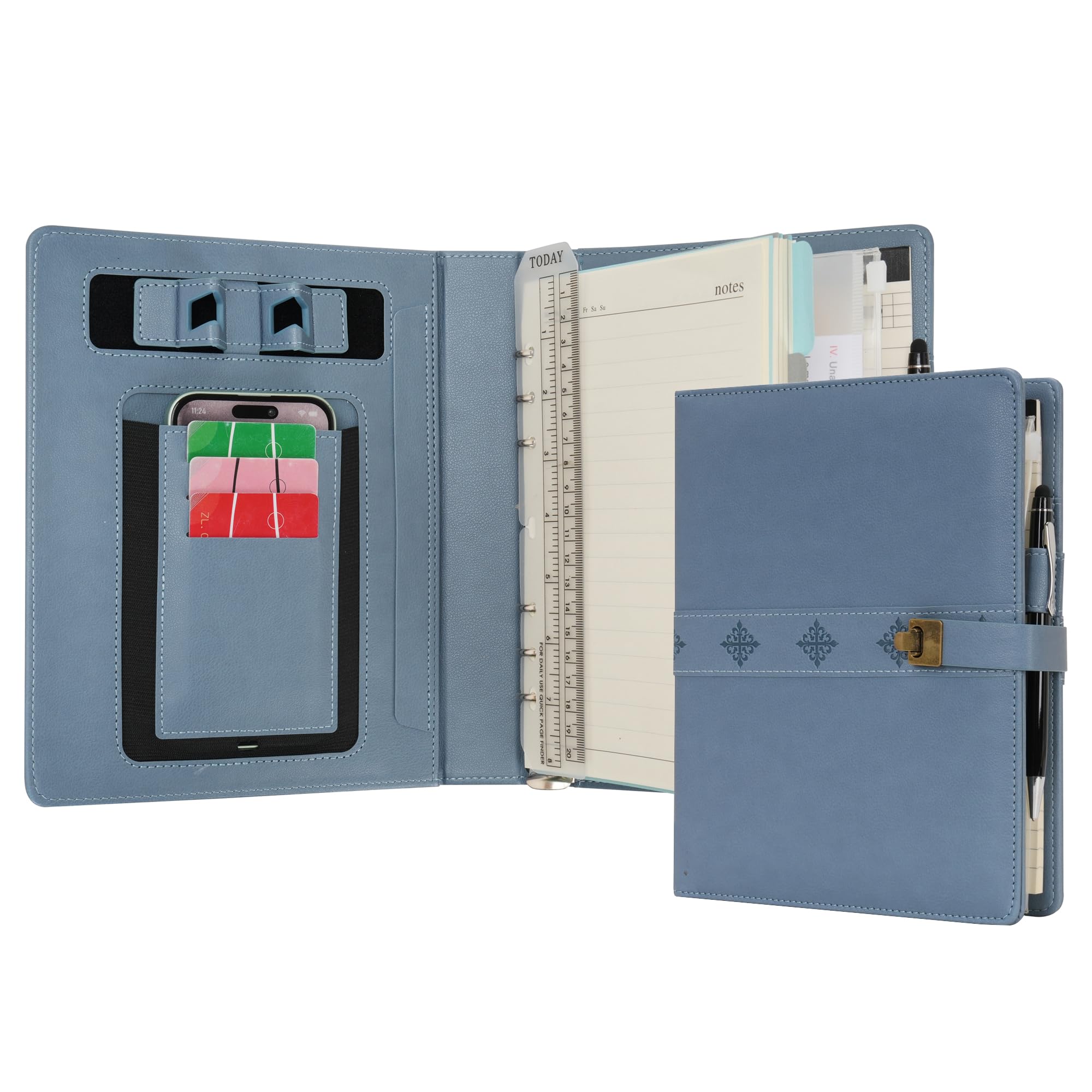 WASON A5 Journal Binder PU Leather Composition Notebook Ruled Spiral Diary Portfolio with Pen, Refillable Paper, Removable Clipboard, Notepad for