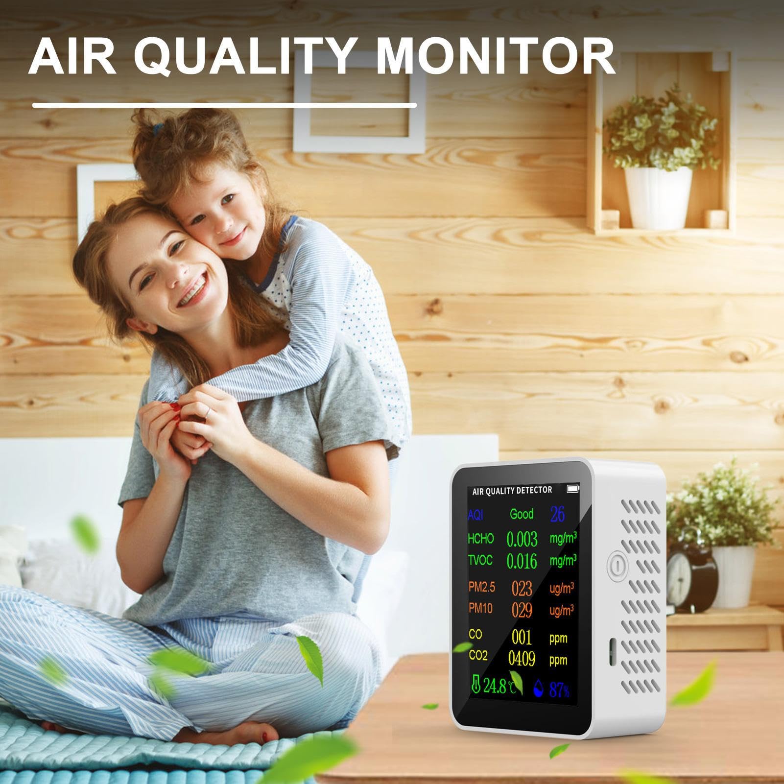 Detector de interior, detector de calidad del aire Monitor portátil 10-en-1 | Probador de calidad del aire, medidor de dióxido de carbono