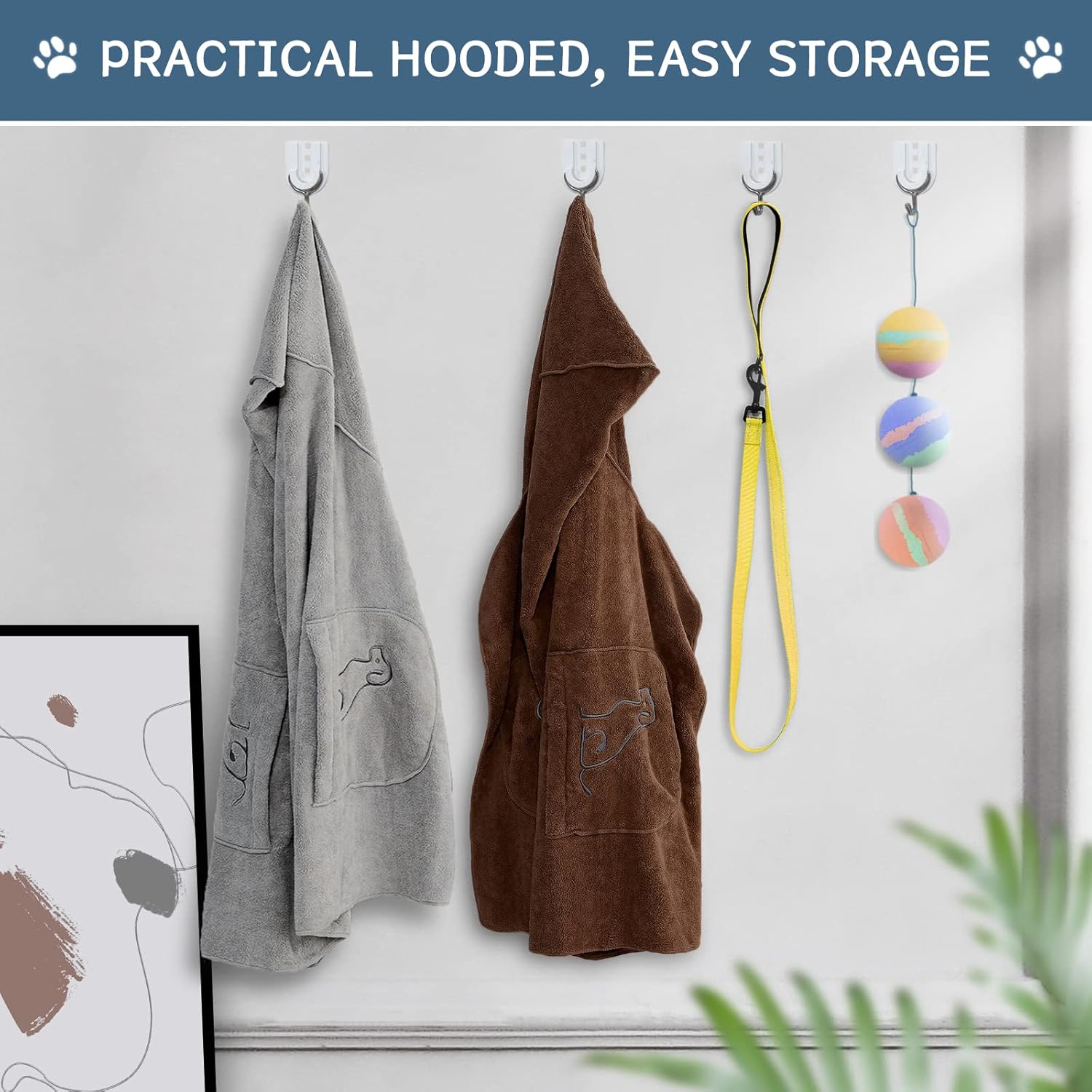 HOMORE Large Dog Towels, 35x38 inch Microfiber Dog Drying Towel for Dogs, Super Absorbent and Dry Quickly Dog Bath Towel Hooded Pet Towels for Dogs’ Shower Bath Swimming, Grey : Pet Supplies