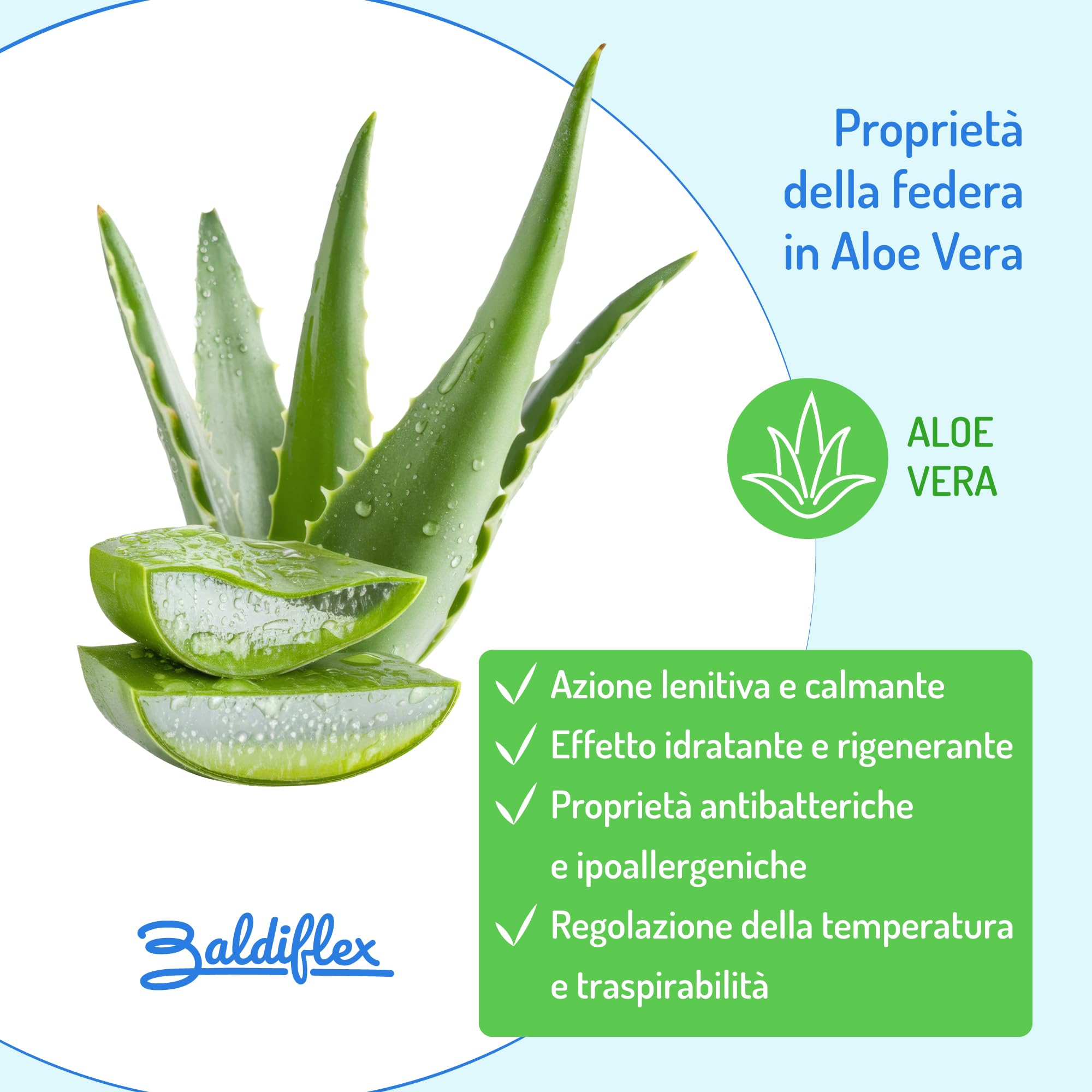 Baldiflex Emporio - Coppia di Cuscini in Memory Foam, Modello Saponetta, Fodera in Aloe Vera