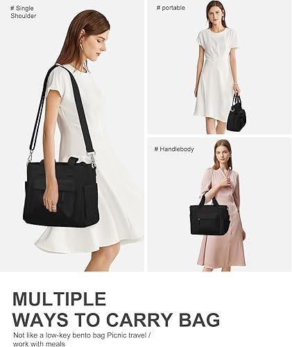 Miniatura 5 de UPPACK Bolsa de almuerzo aislada para mujer, bolsa de almuerzo grande con correa para el hombro, lonchera para adultos, bolsas de almuerzo frescas