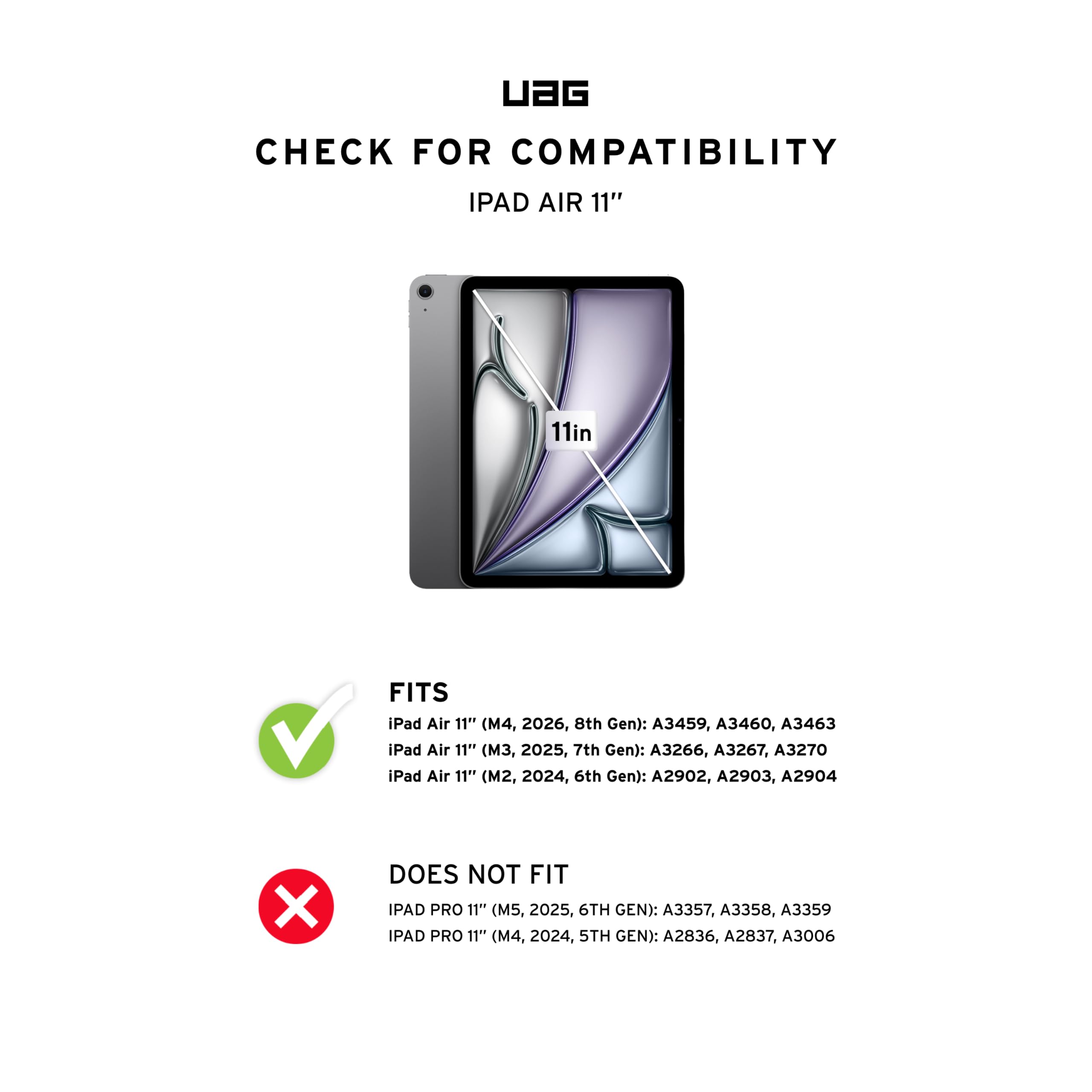 URBAN ARMOR GEAR UAG Custodia progettata per iPad Air 11" 7a generazione 2025 M3 A3266 A3267, robusta custodia protettiva trasparente con cavalletto e portamatite Scout Plus Ash