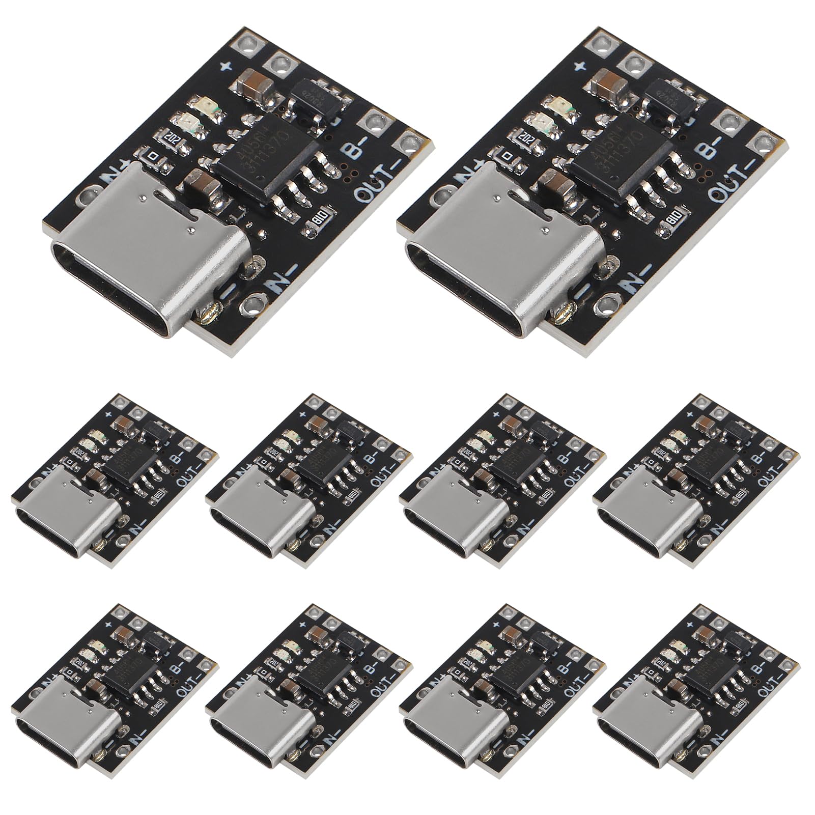 AITRIP 10PCS TP4057 1A Lithium Battery Charging Protection Board Module with Protection Type-C USB Charging Boards 3.7V 4.2V （TP4056 Upgraded）