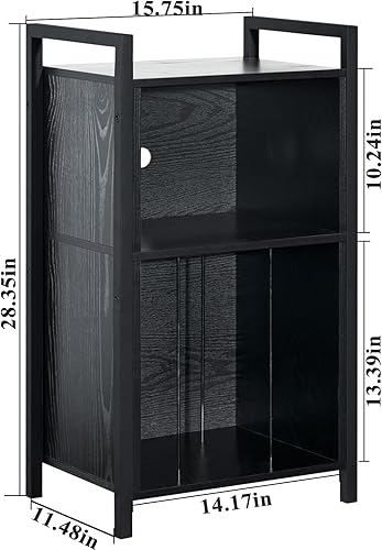 Miniatura 26 de YAHARBO Soporte para tocadiscos, soporte para discos de vinilo de 3 estantes con almacenamiento, soporte para discos blanco, soporte para tocadiscos