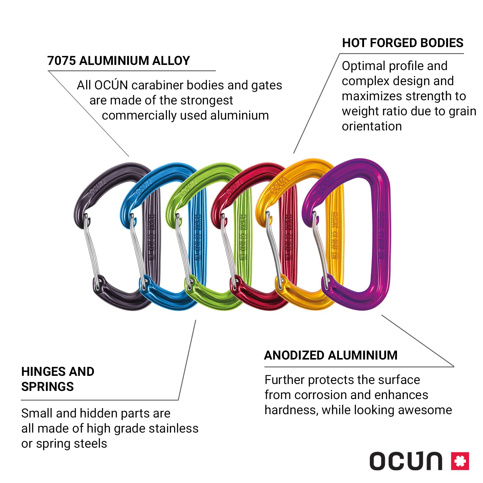 Ocun Hawk Wire karabińczyk, 6 sztuk