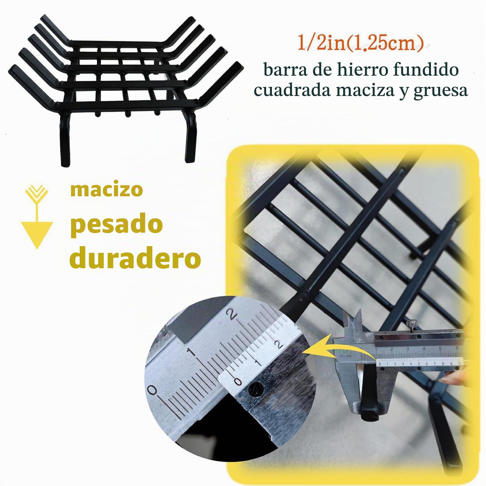 Rejilla para Chimenea de Hierro de 16.0 in, Soporte Resistente para Troncos para Chimenea Interior, hogar, Camping, Exteriores, hogar, Hoguera