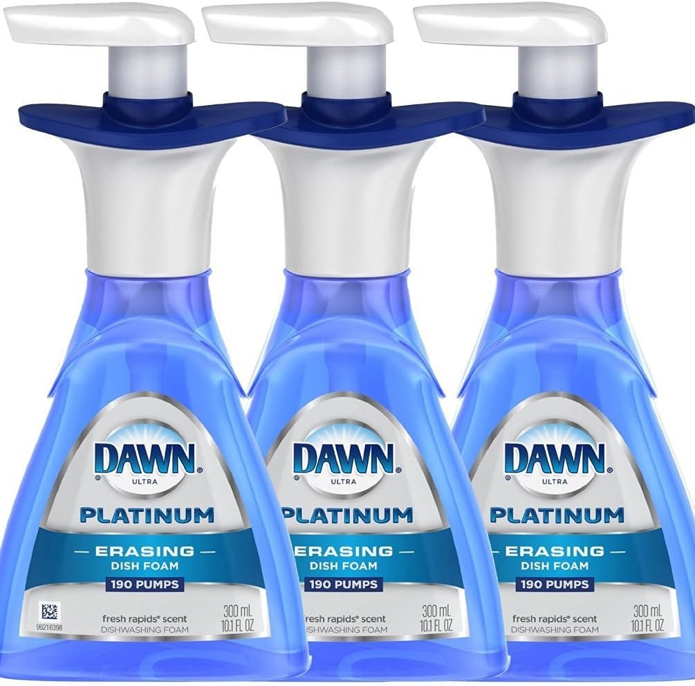 Dawn Platinum Erasing Dish Foam, Dishwashing Soap Pump And Refill Fresh Rapids Scent Kit