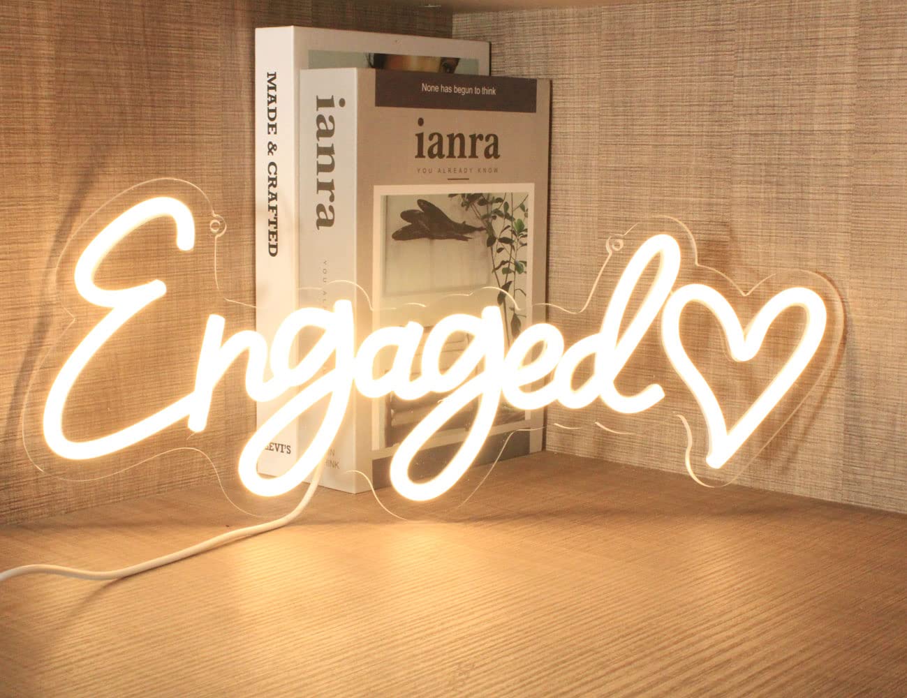 DAKABUKA Engaged Neon Signs Wedding Warm White Led Neon Light Sign Engagement Neon Lights For Wall Party Decoration USB Power(15.7"*6.3") — image 1