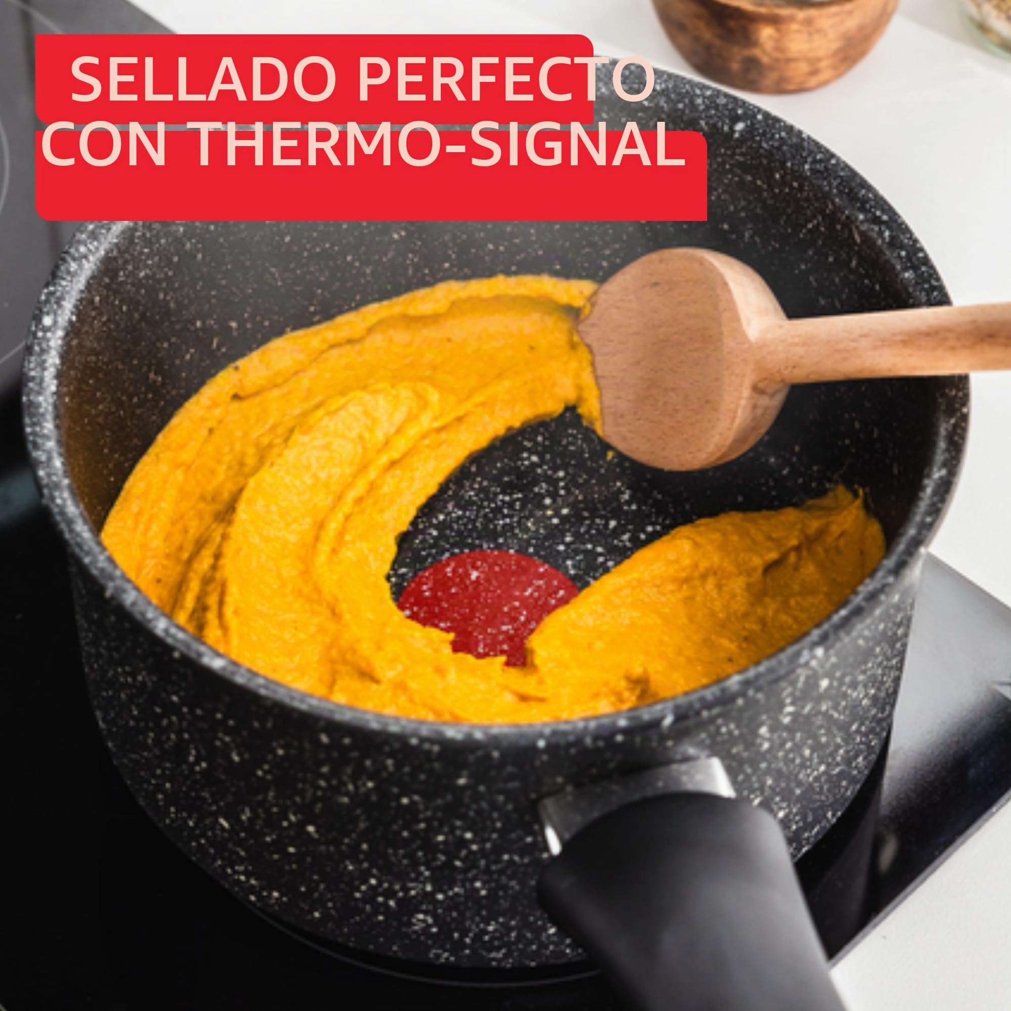 Tefal Juego de 4 piezas antiadherentes de inducción de piedra de titanio: sartén de 20/26 cm, cacerola de 16 cm y olla de 24 cm + tapa, revestimiento antiadherente de alto rendimiento, seguro para