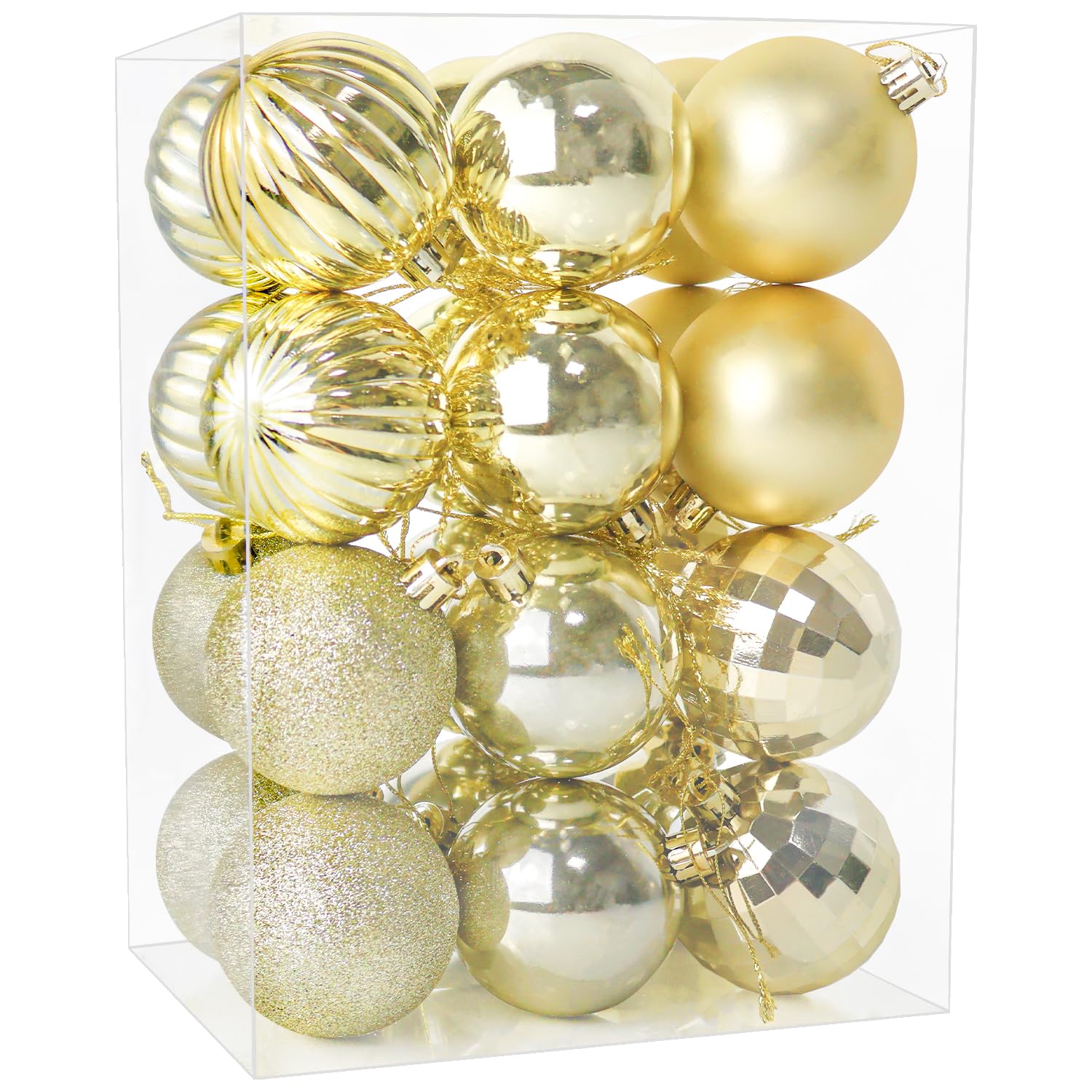 Boules de Noël champagne lot de 24 pour décoration de sapin festif de 6 cm