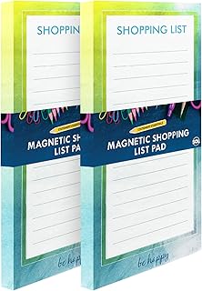 2pk Magnetic Shopping List Pad for Fridge | 80 Tear-Off Sheets | 21.5 x 10cm | Shopping List Pads Magnetic Notepad Fridge | Magnetic Fridge Notepad Magnetic Fridge Shopping List Magnet & SOL Notebook