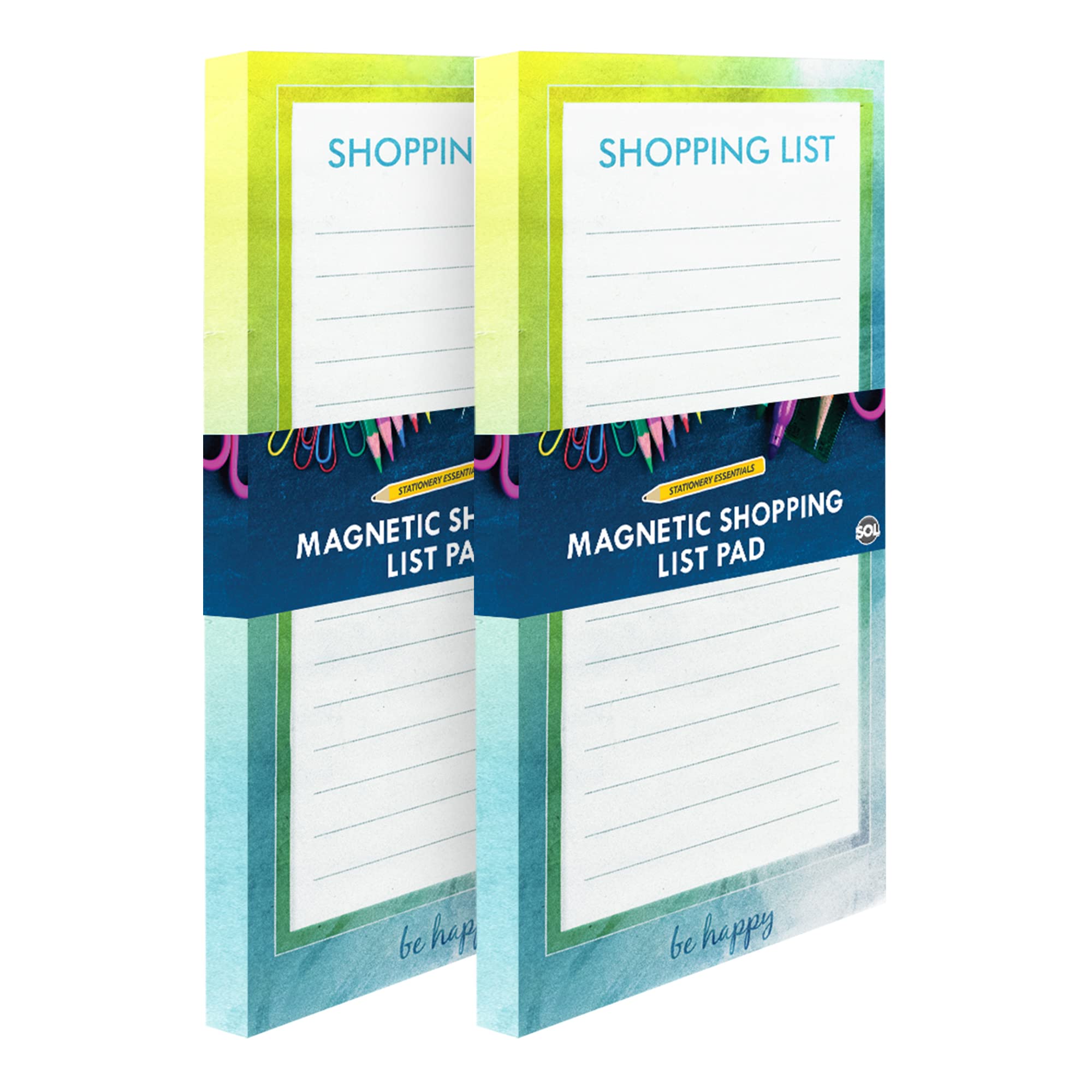 SOL 2pk Magnetic Shopping List Pad - Fridge Memo with Tear Off Sheets