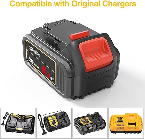 Miniatura 6 de Paquete de 2 baterías de repuesto DCB206 20V MAX 6.0Ah compatibles con batería Dewalt de 20 V DCB200 DCB203 DCB204 DCB206 para herramientas