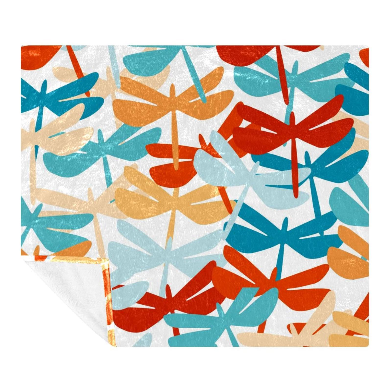 Couverture douce libellule colorée plaid de canapé et voyage pour adulte et enfant