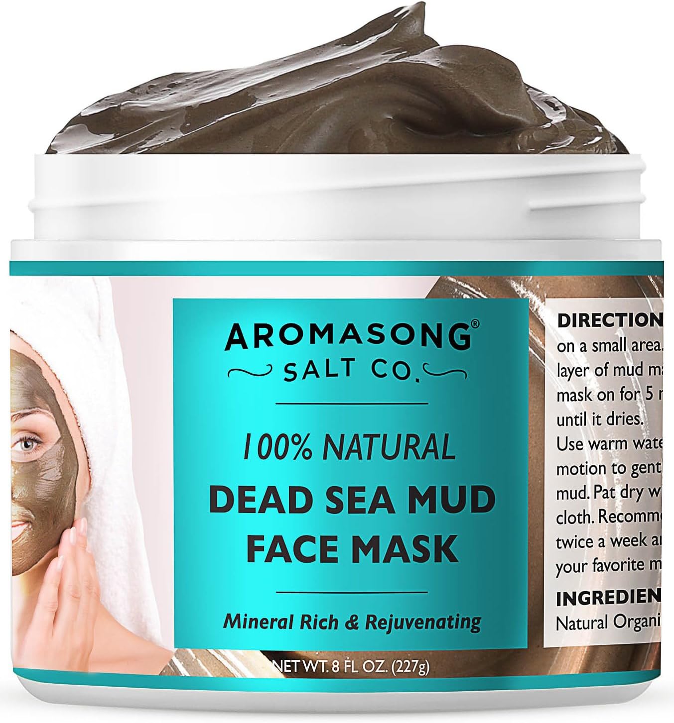 100% Pure Dead Sea Mud Mask - 5 Minute Mask - No Ingredients Added - for Face & Skincare - Blackhead Remover - Anti-aging - Pore Minimizer