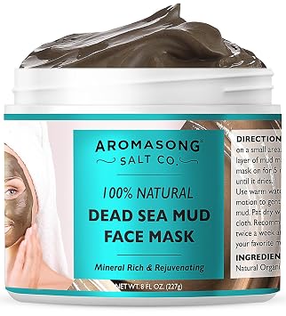Aromasong 100% Pure Dead Sea Mud Mask - 5 Minute Mask - No Ingredients Added - for Face & Skincare - Blackhead Remover - Anti-aging - Pore Minimizer