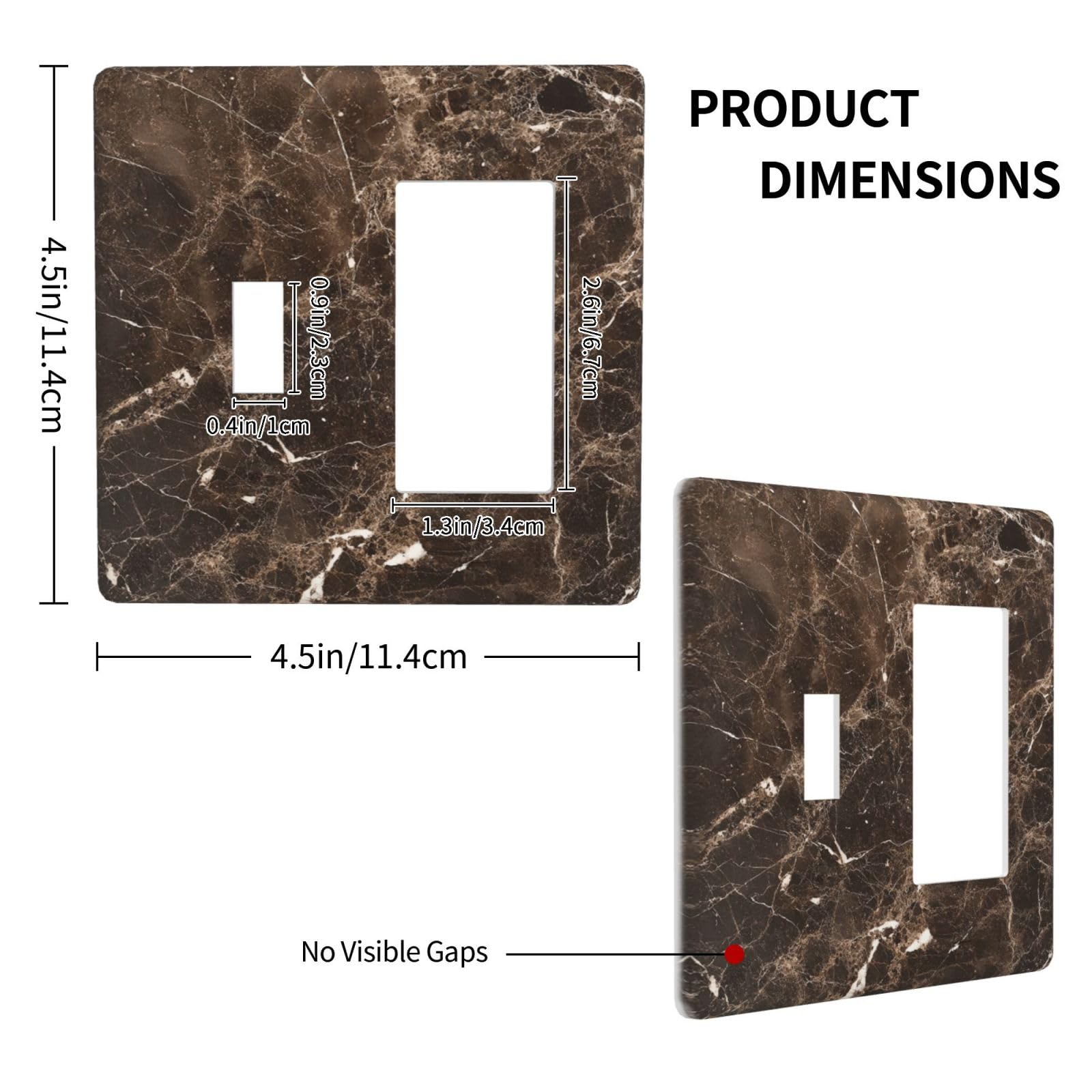 Placca di copertura per interruttore della luce, marrone scuro, astratto, marmo, moderno, lussuoso, 2 gang a levetta, combinato, piastre decorative per interruttori e prese di corrente