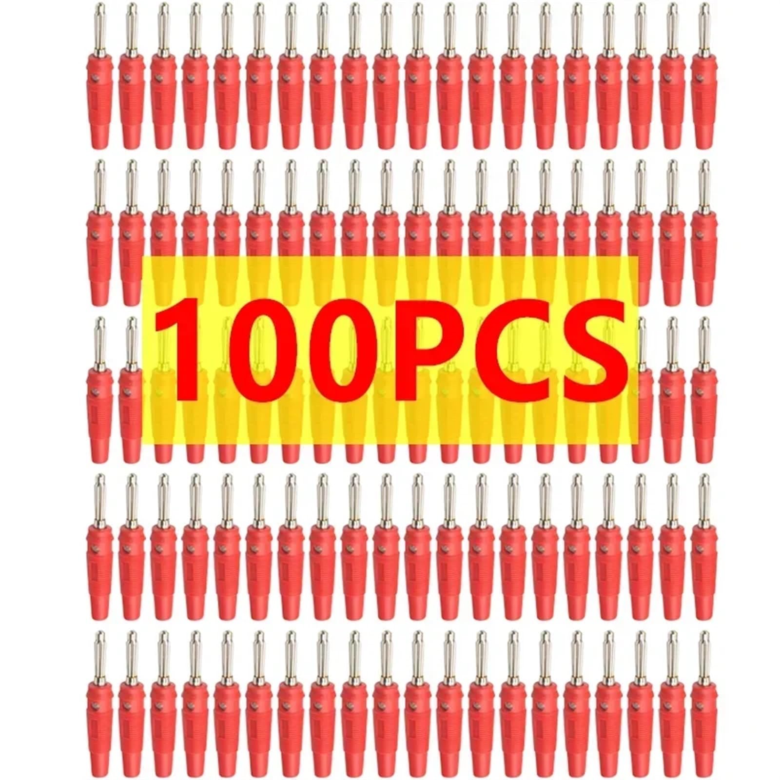 20/100/500 sztuk 4 mm Bananowe złącza audio Głośnik wzmacniacz Binding Post Jack do terminali kablowych (czerwone (100 szt.)