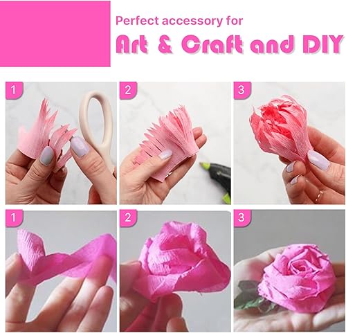 Miniatura 4 de PartyWoo Serpentinas de papel crepé 6 rollos de 492 pies, paquete de serpentinas de papel crepé en color rosa y rojo, papel crepé para decoraciones