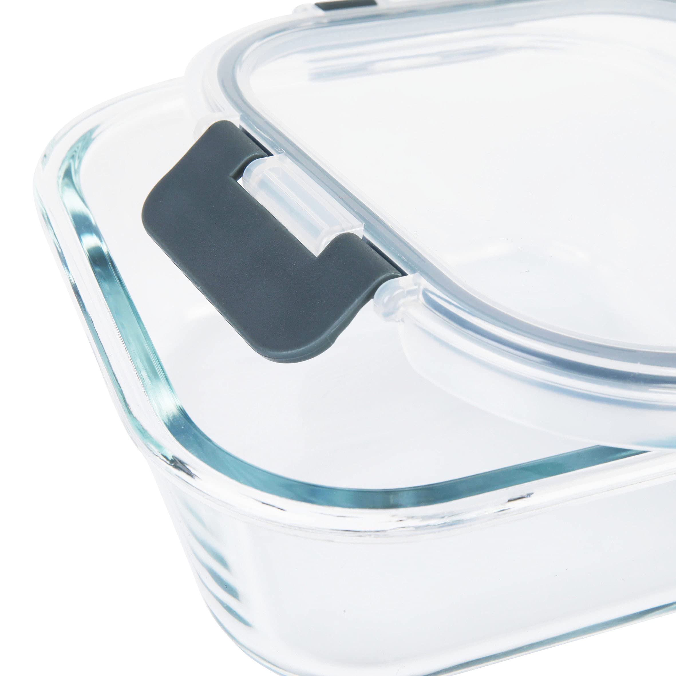 axentia 133797 Glas-Vorratsdosen Frischhaltedosen-Set, transparent, grau, je Dose ca. 800ml
