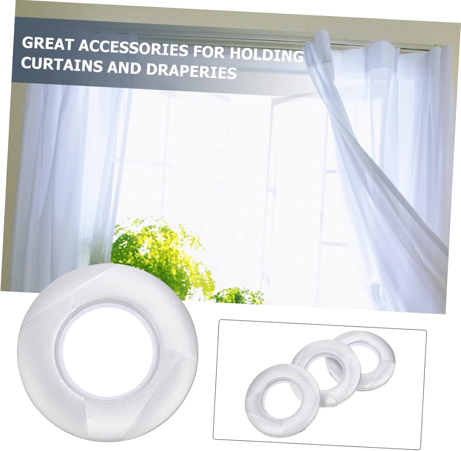 Cabilock 80pcs Curtain Accessories Self-Locking Plastic Roman Rings for Window Drapes Smooth Edges