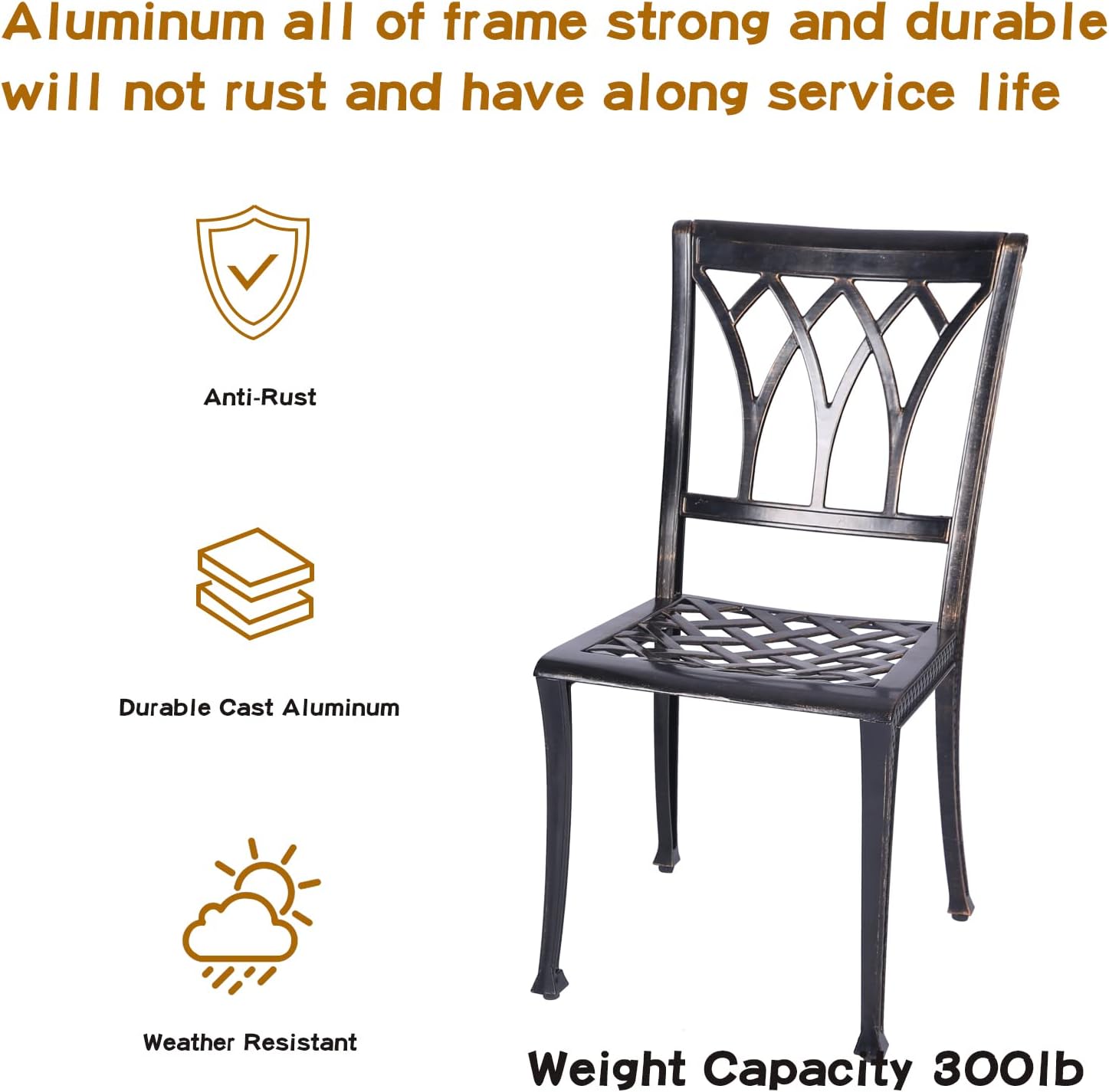 JARDIN DE CENTENNIAL 3-Piece Patio Bistro Furniture Set Cast-Aluminum Bistro Table Set for Lawn,Garden,Backyard…(Dining SETCopper)