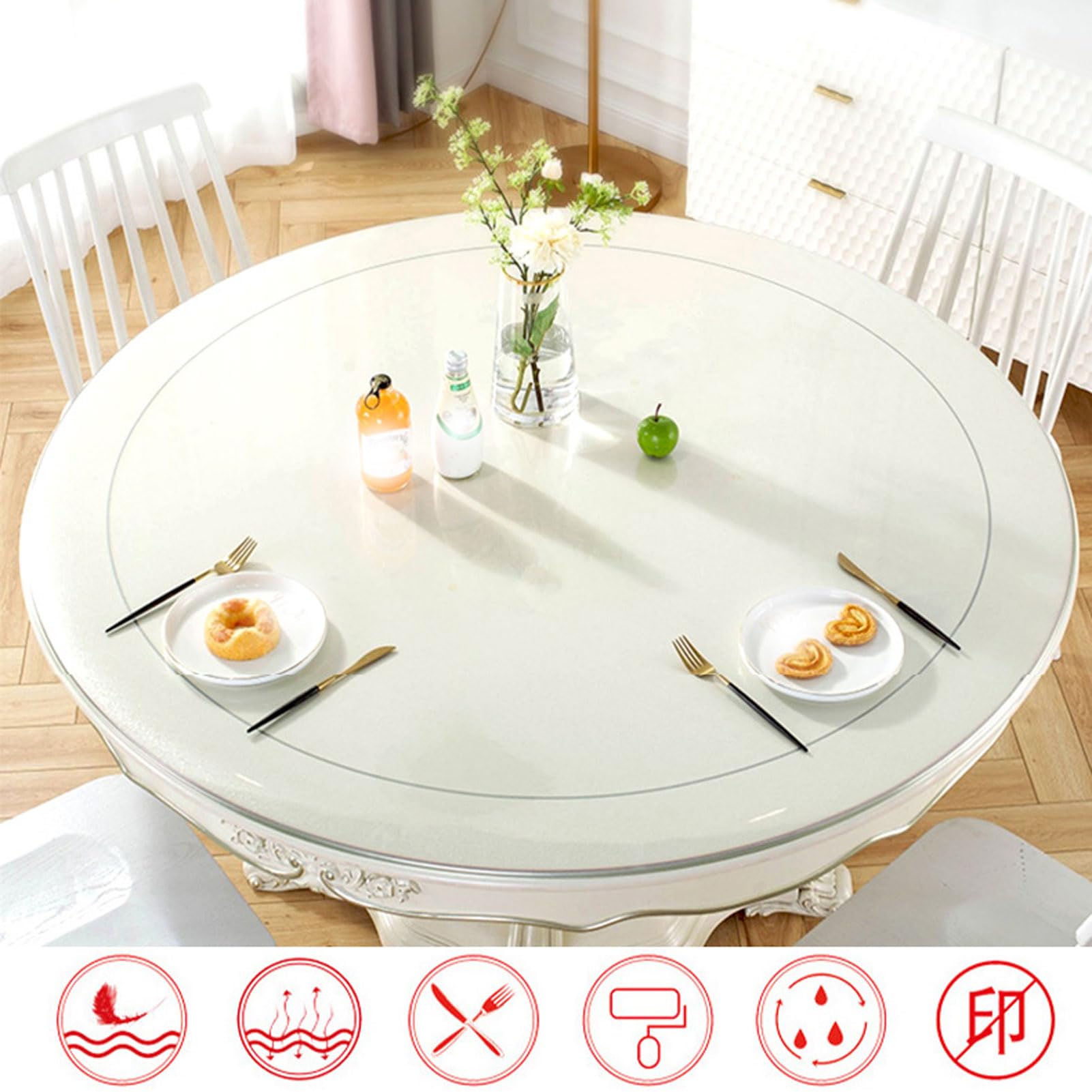 Mantel redondo de PVC transparente impermeable de 50 cm, protector de plástico para mesas redondas de comedor y cocina, perfecto para uso doméstico y recreativo