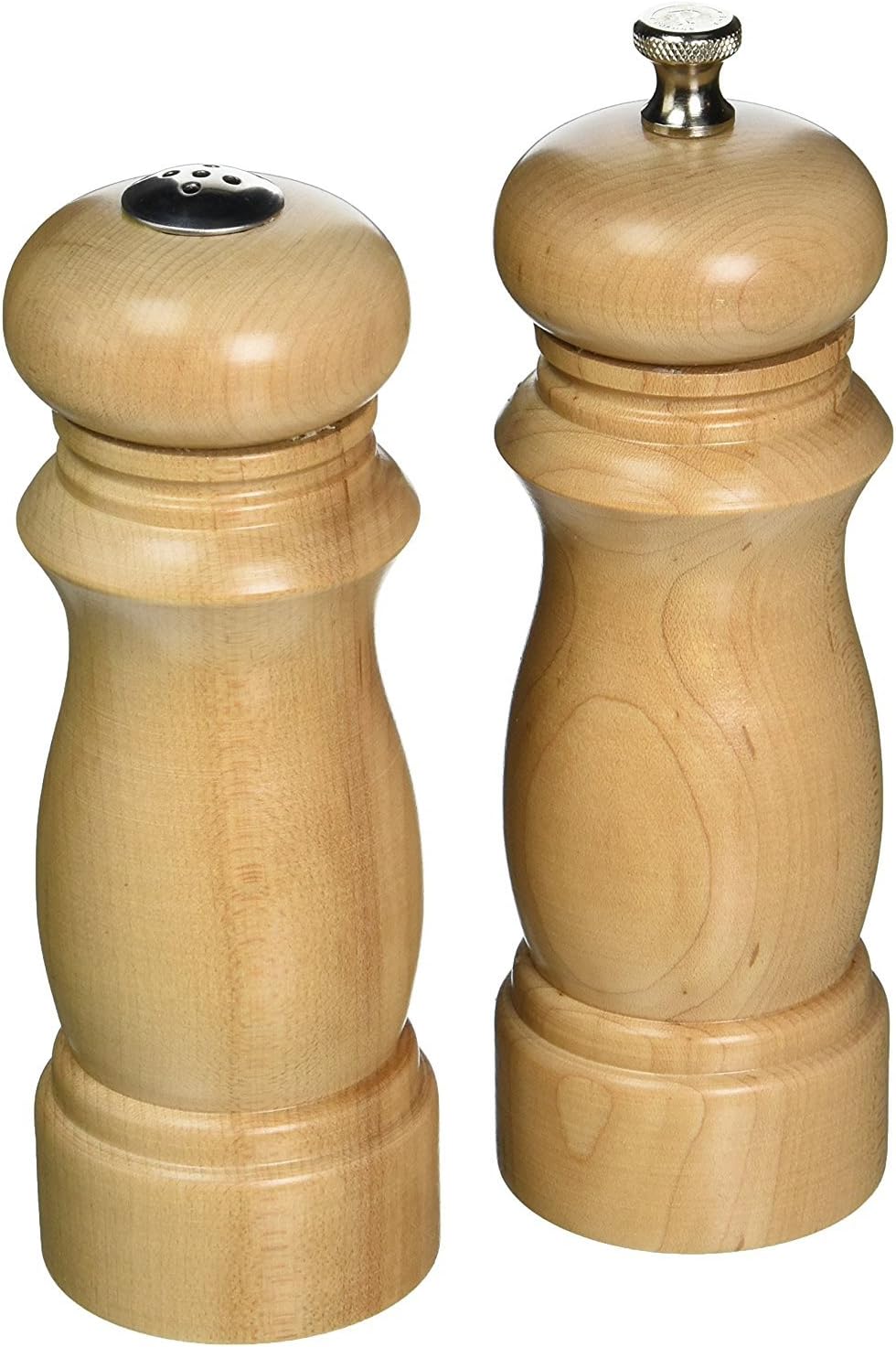 Chef Specialties 6 Inch Salem Pepper Mill and Salt Shaker Set - Natural - Made in USA