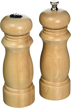 Chef Specialties 6 Inch Salem Pepper Mill and Salt Shaker Set - Natural - Made in USA