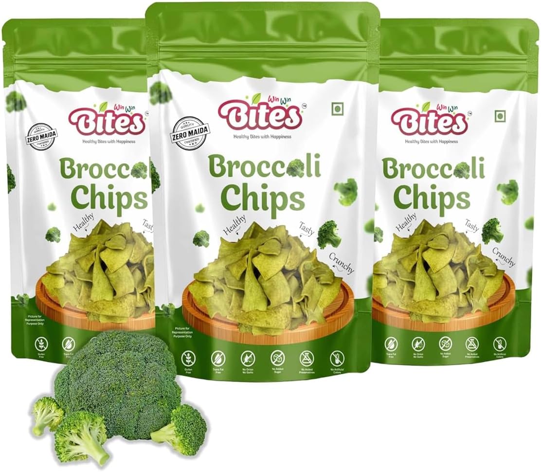 - Broccoli Chips | Veggie & Millet Chips | Crunchy Healthy Snack | No Maida | 255gm (3 x 85g Pack)