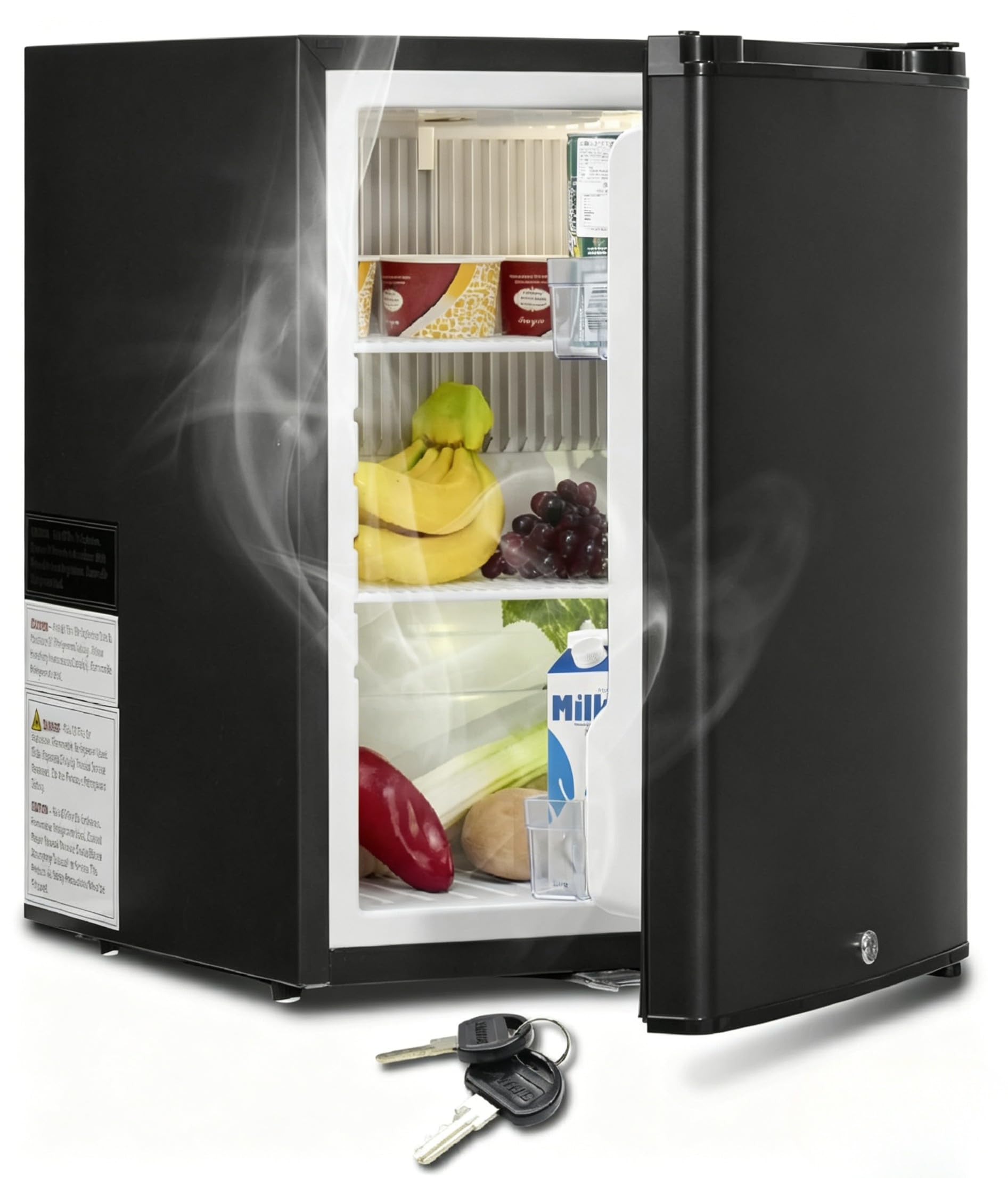 SMETA 12V Kühlschrank, Camping Kühlschrank 12V 230V, 53L Wohnwagen Kühlschrank, Absorber Minikühlschrank mit Schloss für Camping, Wohnmobil, Auto, LKW, Büro, Wohnheim, Lautlos, Schwarz