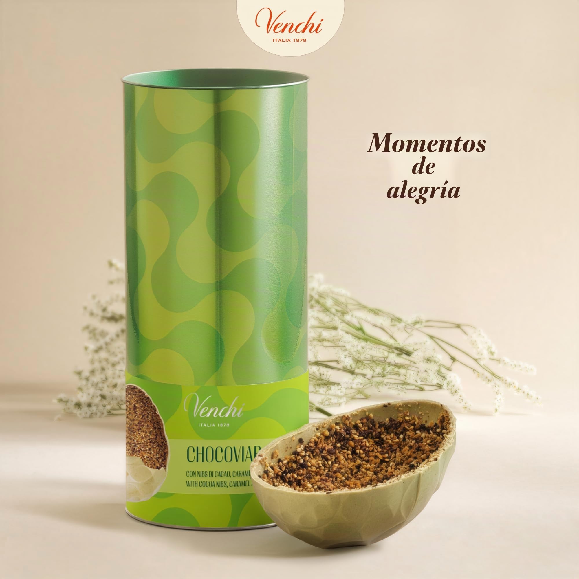 Venchi - Huevo de Chocolate Chocoviar Pistacho, 330 Gr, Sabor Chocolate Blanco y Pasta de Pistacho, Sin Gluten, con Sorpresa, Colección de Pascua Venchi, Idea de Regalo