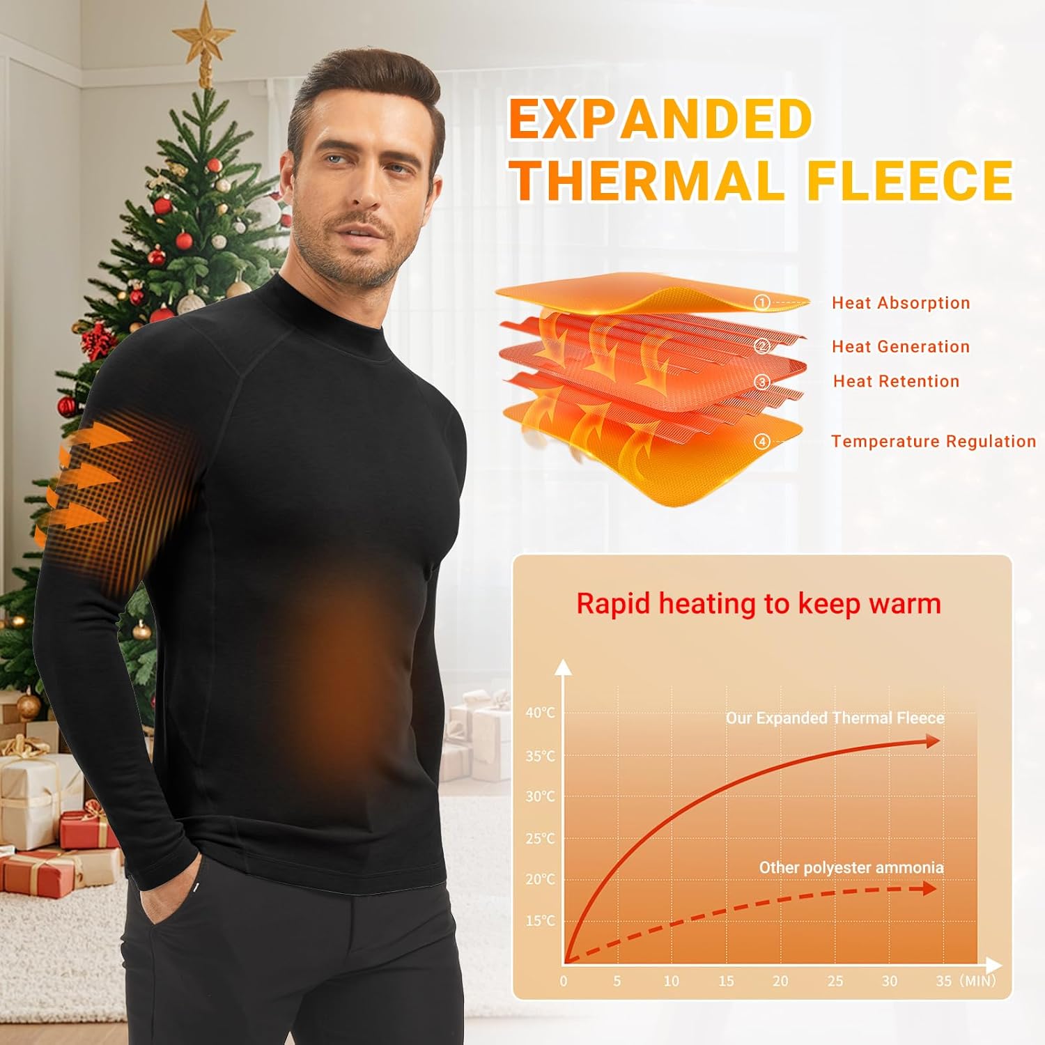 MEETYOO Thermal Compression Shirts for Men Long Sleeve Running Undershirt Turtleneck Base Layer for Winter Cold Weather - Image 3