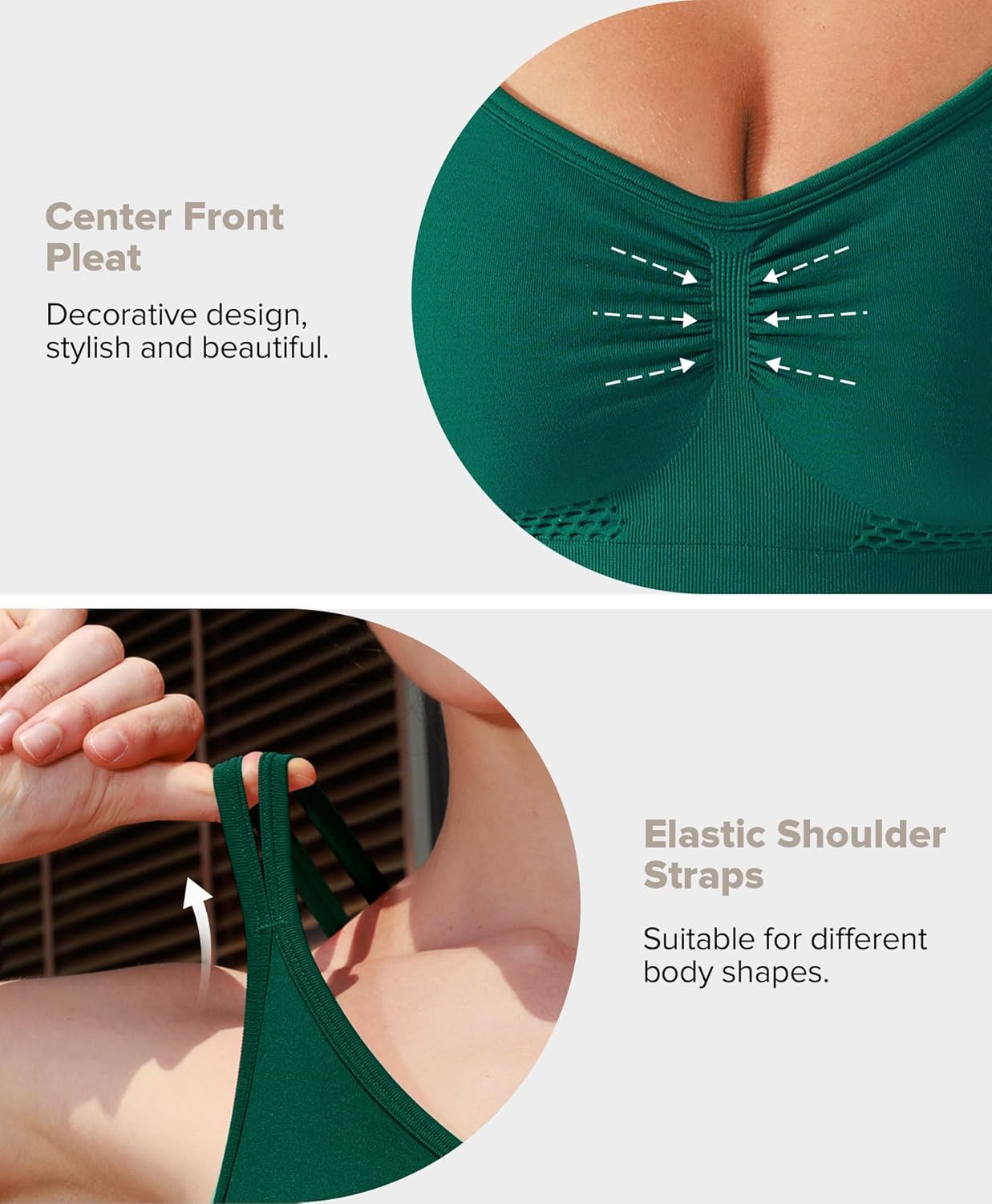 BRXL Strappy Ruched Sports Bra for Women Breathable Seamless Criss Cross Back Light Support Unpadded Bras Exercise Yoga Green S - Image 5