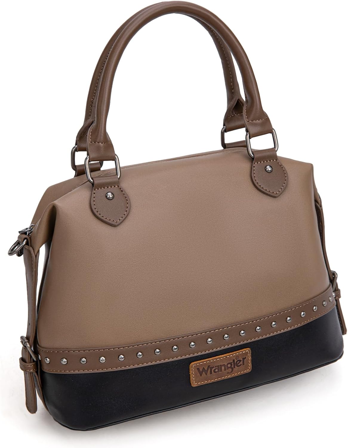 Wrangler Two-tone Doctor Bag Top Handle Satchel Purse Barrel Handbags and Womens Shoulder Bag - Image 4