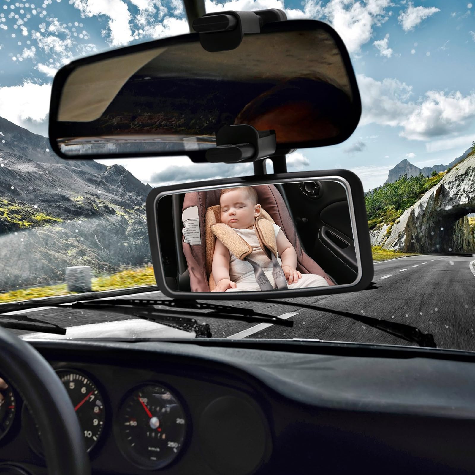 Espejo de Coche para Bebe, Rotación 360° Espejo Retrovisor Bebe Coche, Espejo de Cristal, Instalación Sencilla, Espejo para Coche para Seguridad de los Asientos Trasero